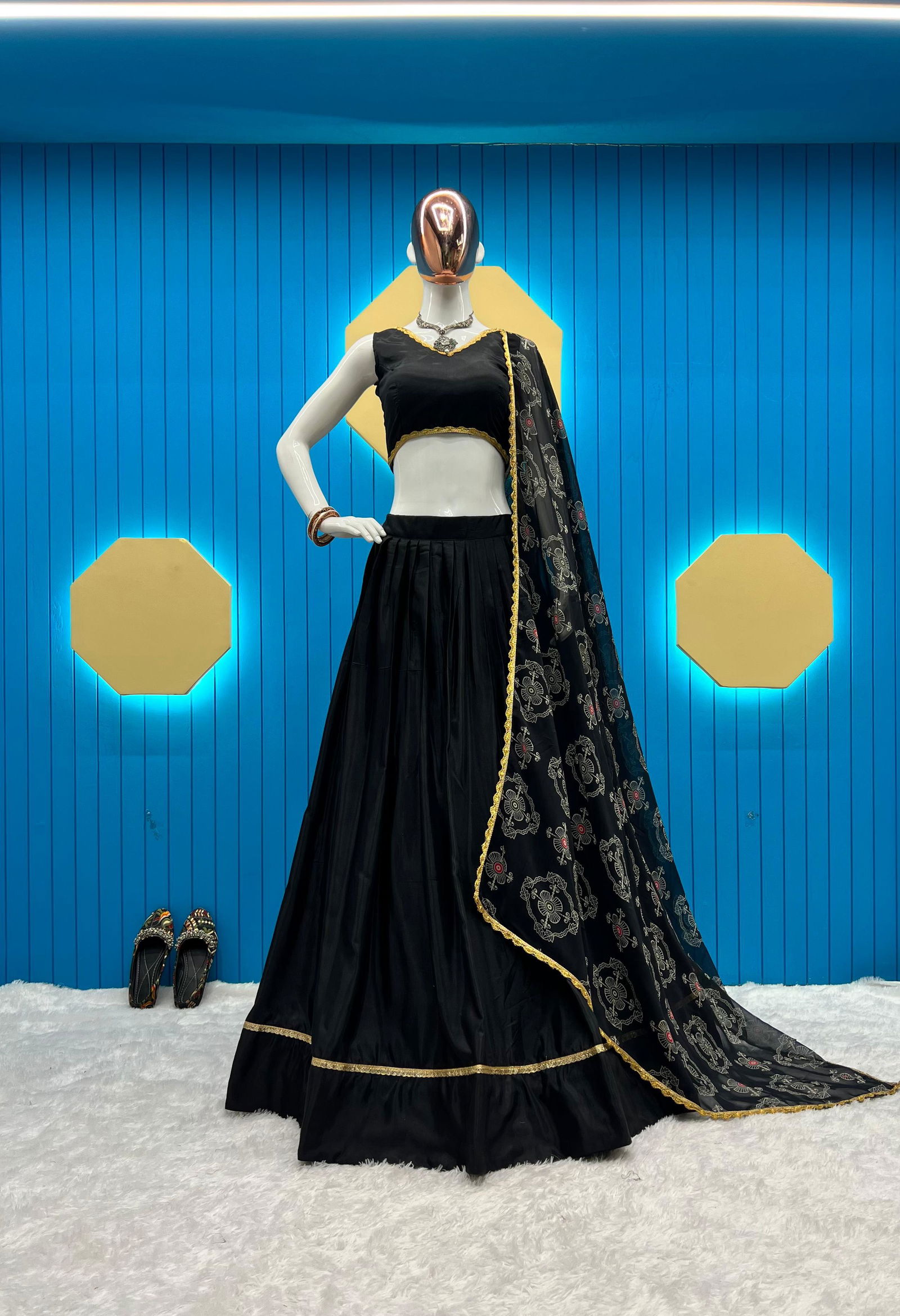 LG 614 Palin Black Designer Lehenga Choli Wholesale Clothing Suppliers In India